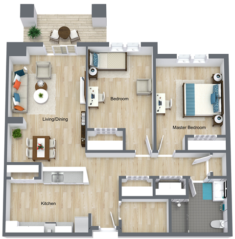Floor plan for 2 beds, 1 bath, 1153 sqft